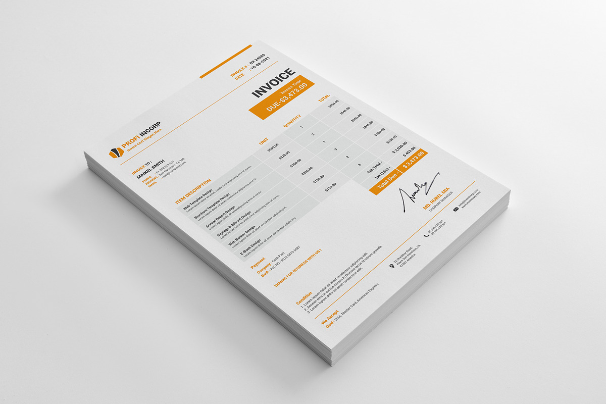 Pro Invoice Template, a Print Template by alimran24 (Photo 11 of 11)
