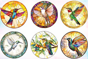 Hummingbird Round Stained Glass, an Illustration by Canvas Craft (Thumbnail 3 of 3)