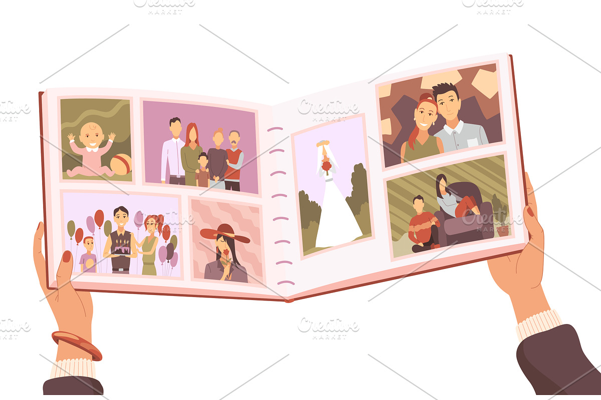 Family photo album. Woman hands, a Person Illustration by the8monkey