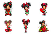 quirky valentine girl clipart bundle, an Illustration by CreationArt (Thumbnail 3 of 5)