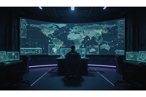 Military personnel sits in a dark, a Technology Photo by Igor Tichonow