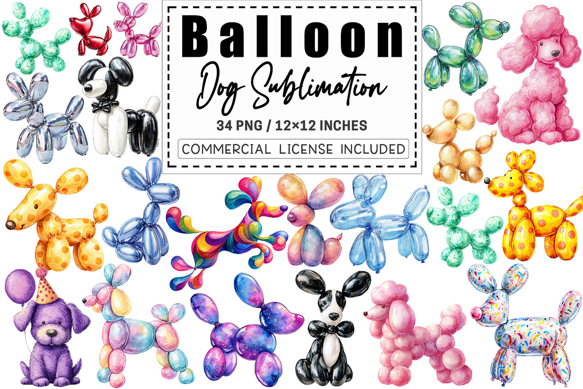 Balloon Dog Sublimation PNG Clipart, a Graphic by CitraGraphics (Photo 1 of 4)