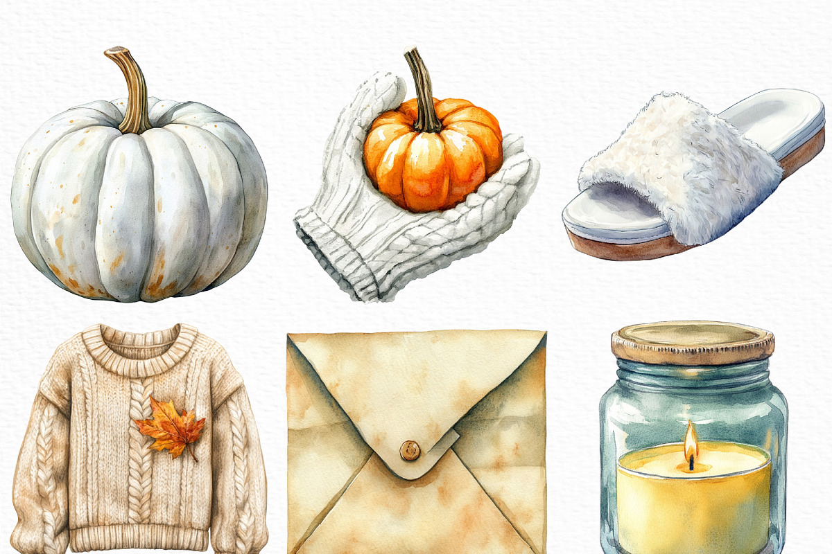 Cozy White Thanksgiving Clipart, an Illustration by Craft Nest (Photo 2 of 6)
