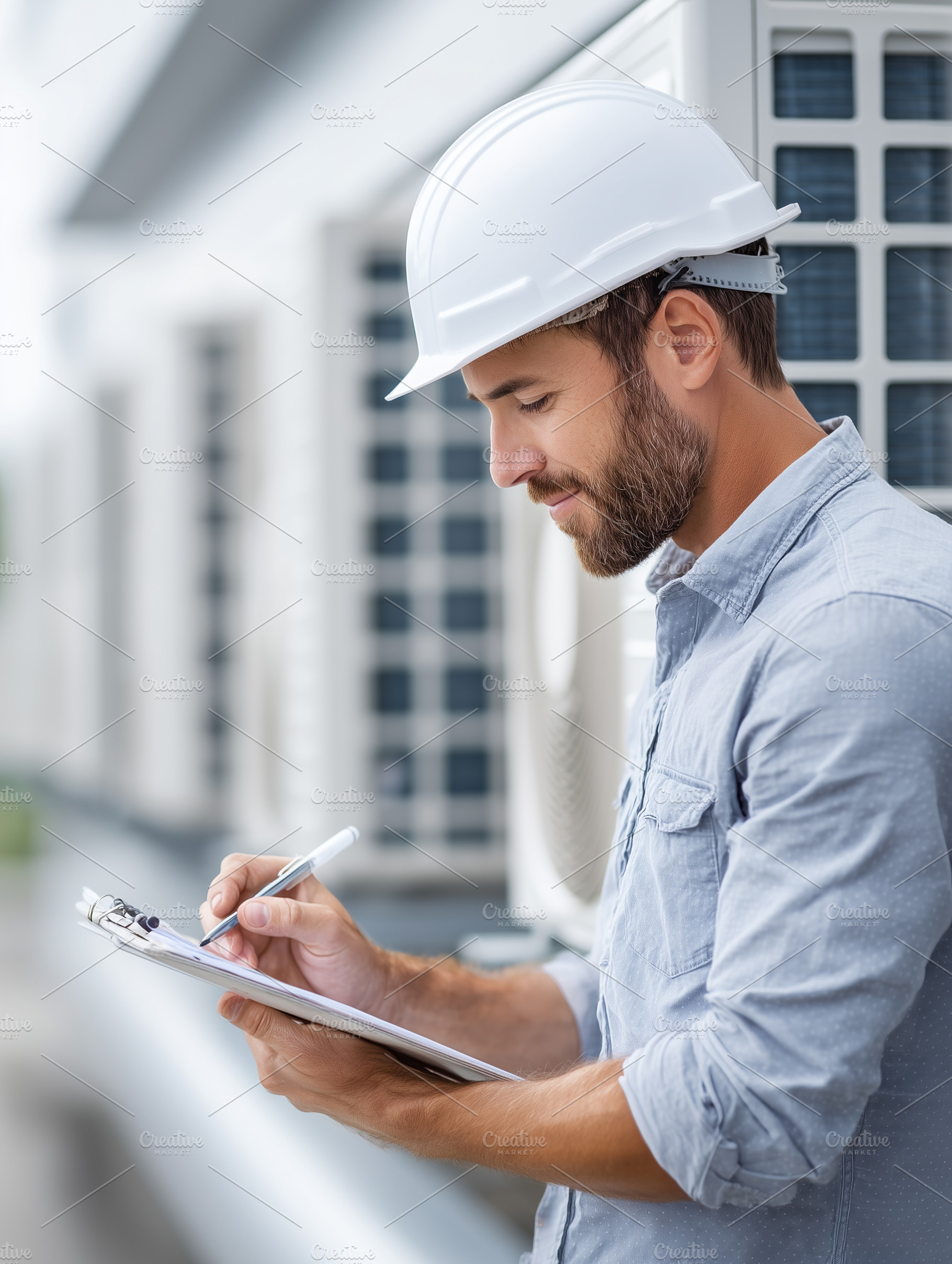 Professional HVAC technician in safe, an Industrial Photo by MistyDay