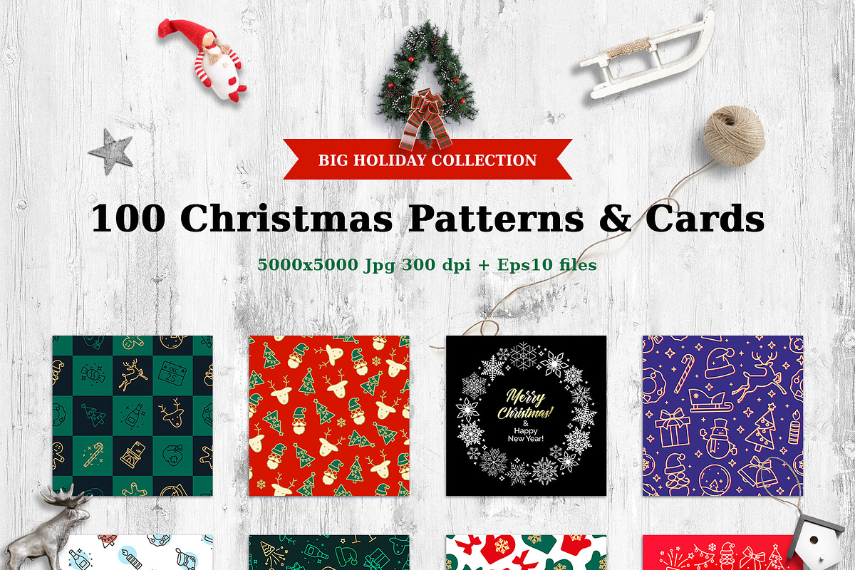100 Christmas Patterns and Cards, a Pattern Graphic by ARg Design (Photo 2 of 2)