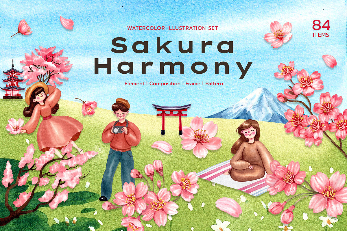 Sakura Harmony – Watercolor, a Seasonal Illustration by CreativeValuation (Photo 1 of 12)