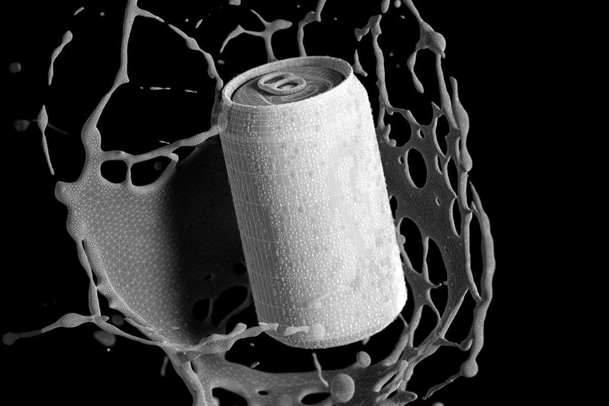 Black 330ml Can With Splash 3D Model, an Object 3D Model by rebrandy (Photo 7 of 7)