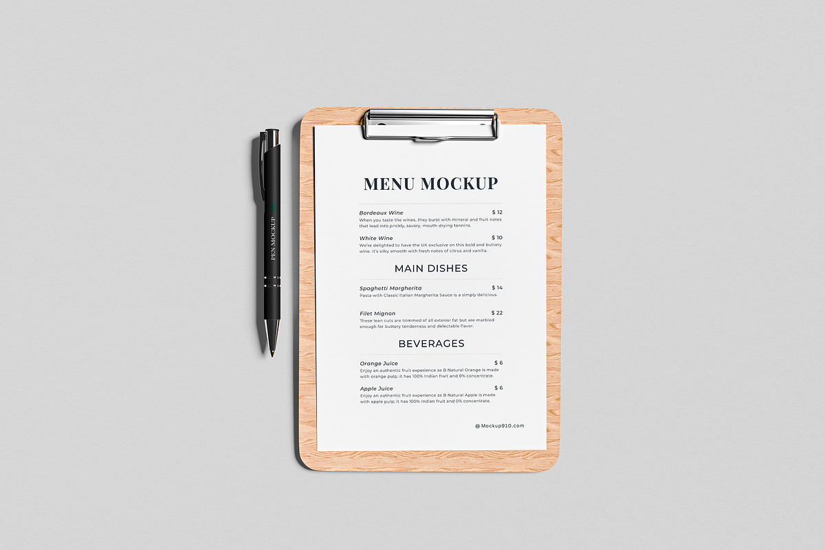 Menu Mockups, an Advertising Mockup by AnasStudio (Photo 2 of 7)