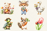 Watercolor Garden Animal Clipart, an Illustration by OK Design (Thumbnail 2 of 5)