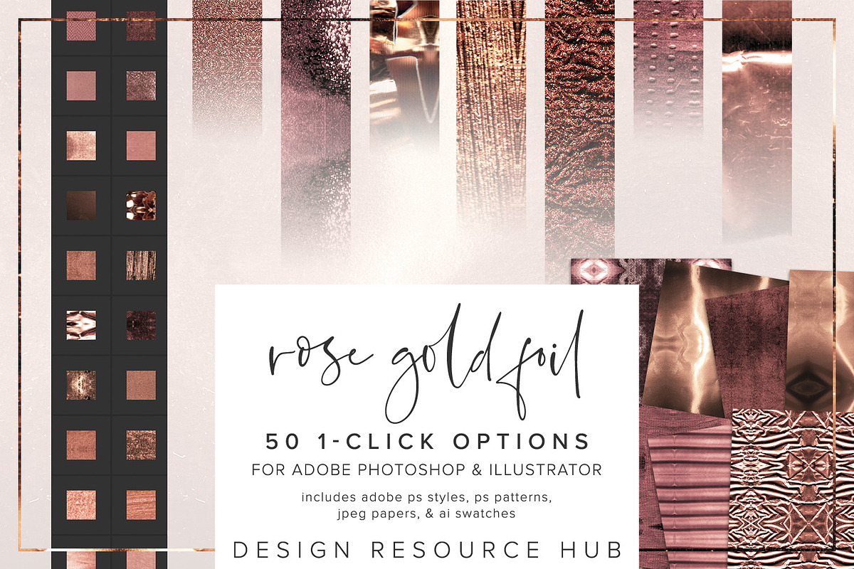 Rose Gold Foil PS Layer Style Pack, a Layer Style Add-On by Design Resource Hub (Photo 1 of 5)
