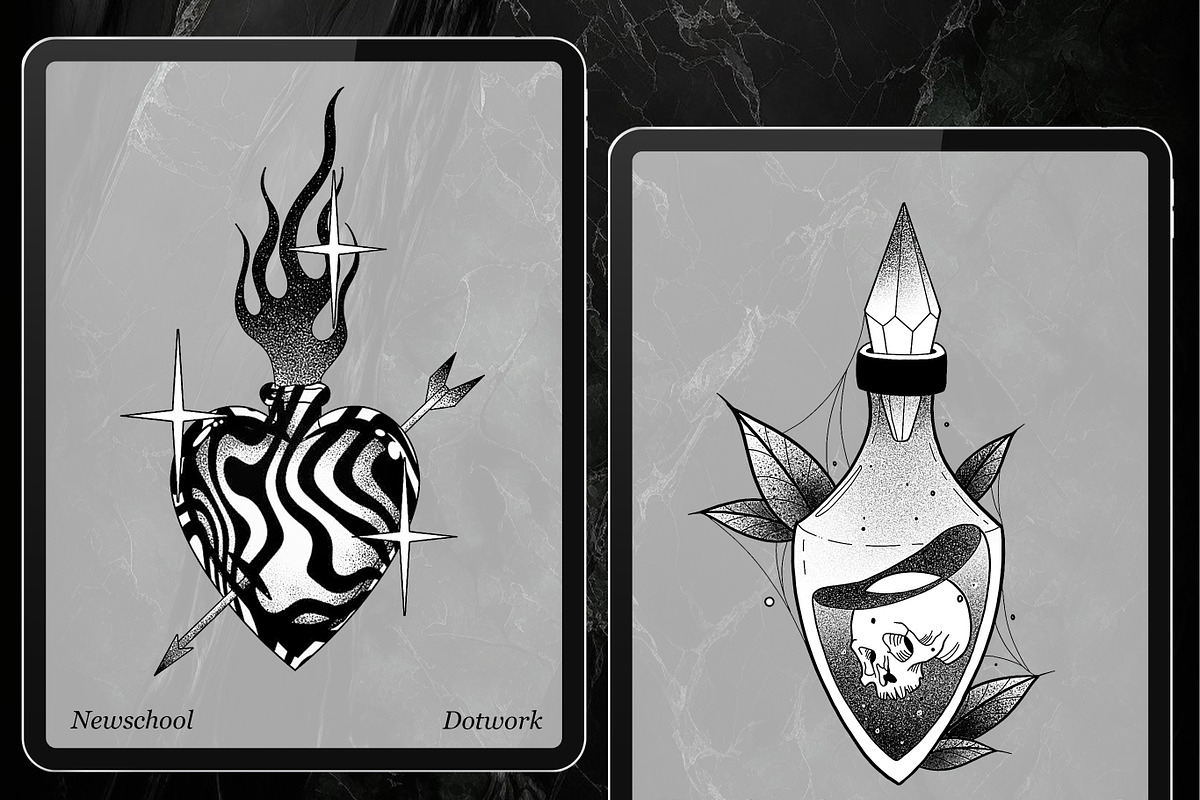 Mixed Procreate tattoo bundle, a Brush Add-On by ProcreateInk (Photo 4 of 6)