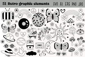 Black And White Groovy Retro Graphic