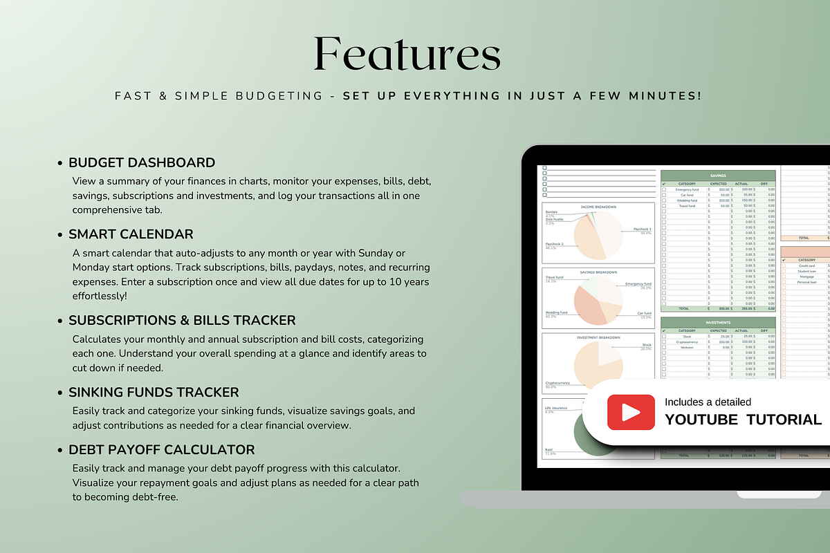 Ultimate Biweekly Budget - Green, a Templates & Theme by The Creative Plans co (Photo 3 of 10)