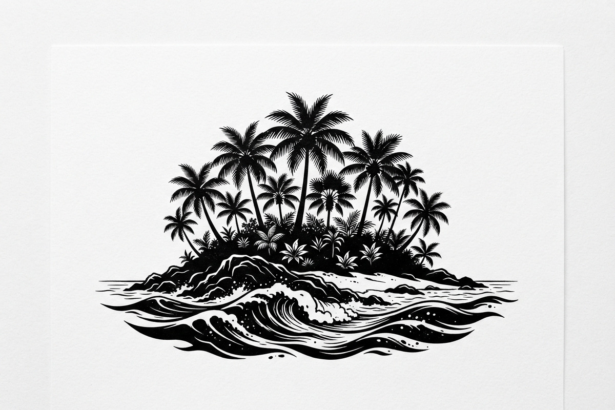 50 Tropical Palm Island Silhouette, an Empty State Illustration by Amazin_art (Photo 30 of 41)