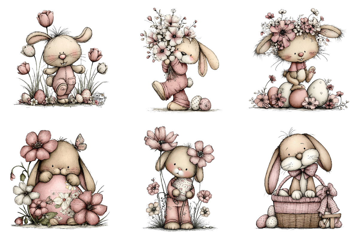 Happy Easter Bunny Clipart, an Illustration by Dream Creation (Photo 6 of 7)