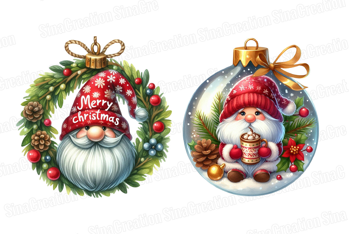 Gnome Christmas Ornamen Clipart PNG, an Illustration by SinaCreation (Photo 6 of 7)