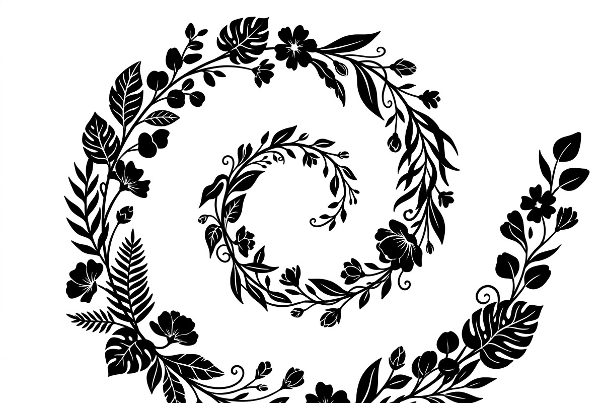 50 Elegant Floral Leaf Spiral Frame, a Decorative Illustration by Amazin_art (Photo 2 of 25)