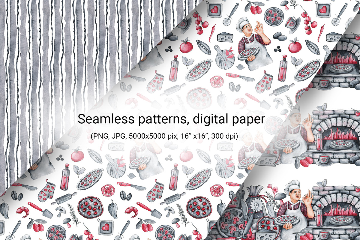 Chef cook, food, digital paper, a Pattern Graphic by Artmanata (Photo 3 of 10)