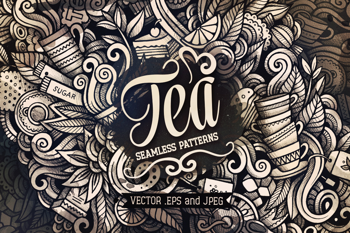 Tea Graphic Doodles Patterns, a Pattern Graphic by BALABOLKA (Photo 1 of 6)