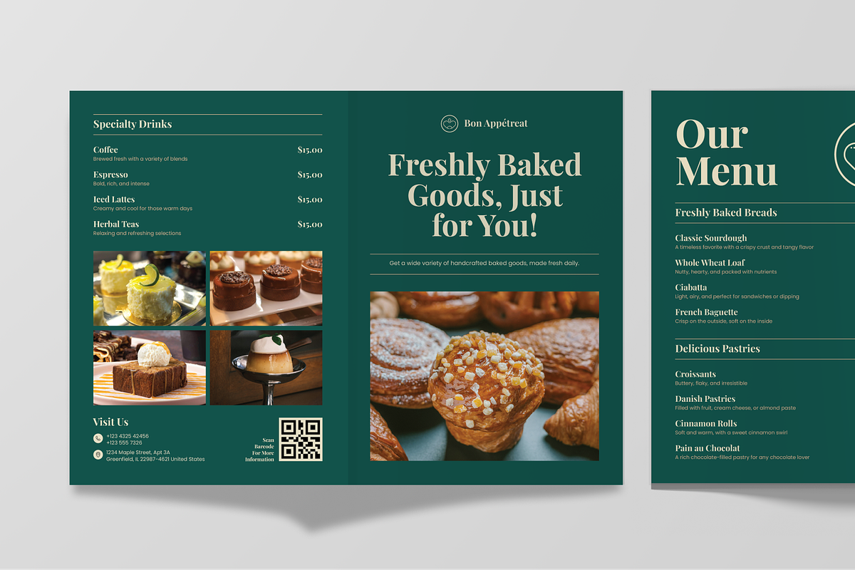 Restaurant Menu Bifold Brochures, a Brochure Template by Annora Studio (Photo 4 of 5)