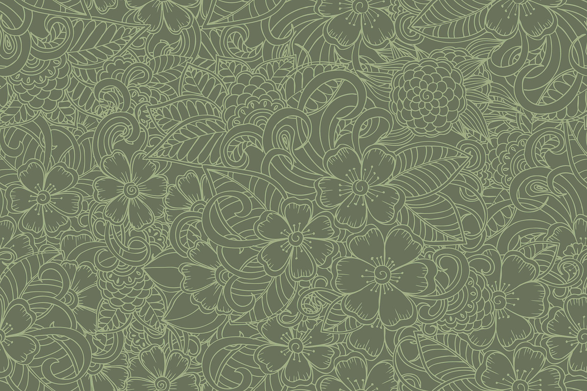 abstract flower zentangle doodle, a Pattern Graphic by AAN Seamless Shop (Photo 3 of 4)