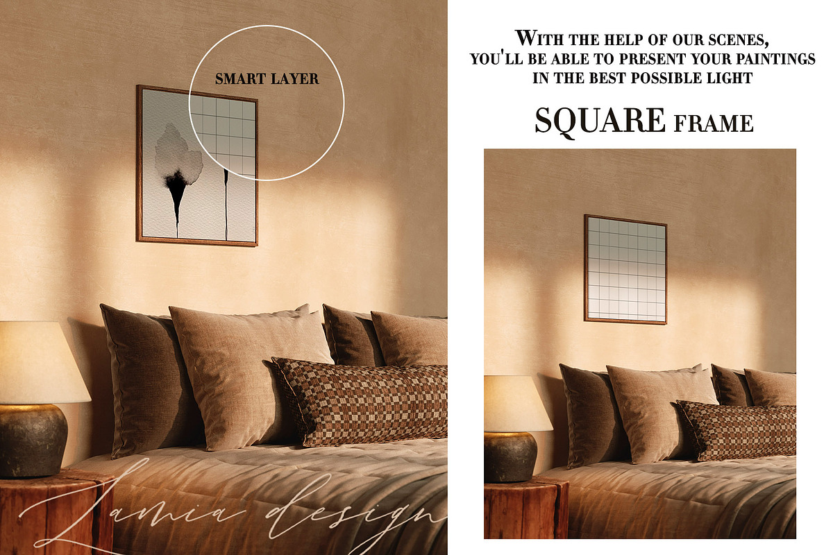 Calmness room & Frame Mockups SQUARE, a Household Mockup by LAMIA DESIGN (Photo 5 of 9)
