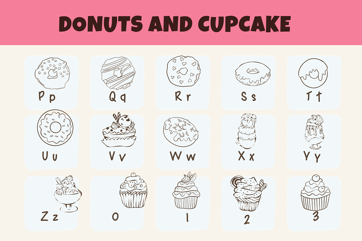 Donuts And Cupcake, a Symbol Font by Sirinart (Photo 3 of 6)