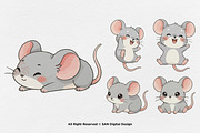 15 Bundle Watercolor Baby Mouse Grey, an Animal Illustration by Morspective (Thumbnail 7 of 8)