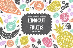 Linocut Fruit Silhouettes Collection