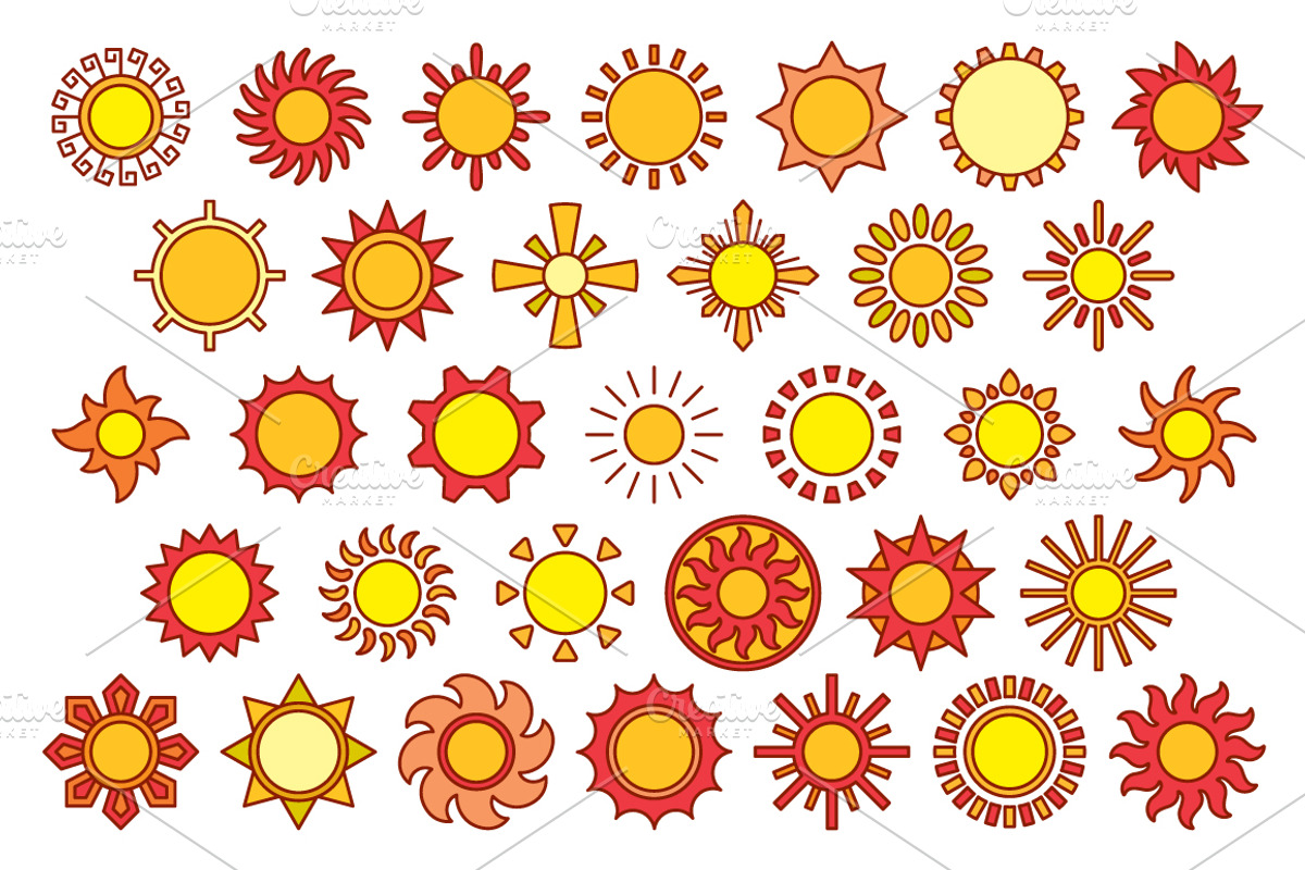 SUNS outline icons: 10 versions, an Outline Icon by beguima (Photo 5 of 11)