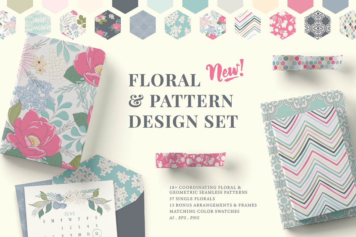 Floral & Pattern Design Set, a Pattern Graphic by Emily Spadoni (Photo 1 of 17)