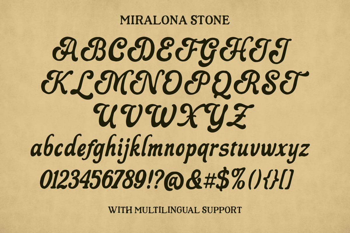 Miralona Stone Display, a Script Font by Letterhend Studio (Photo 7 of 9)