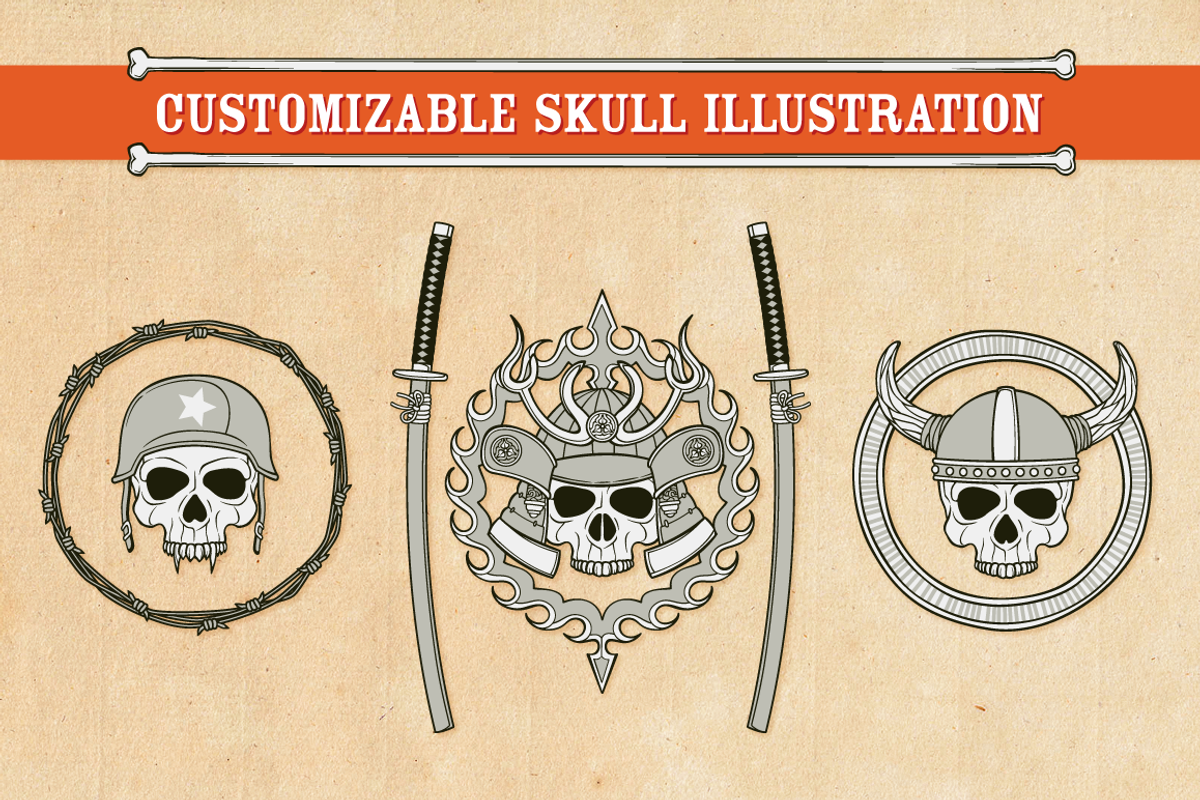 Customizable Skull Illustration, an Illustration by 611 Studio (Photo 1 of 4)