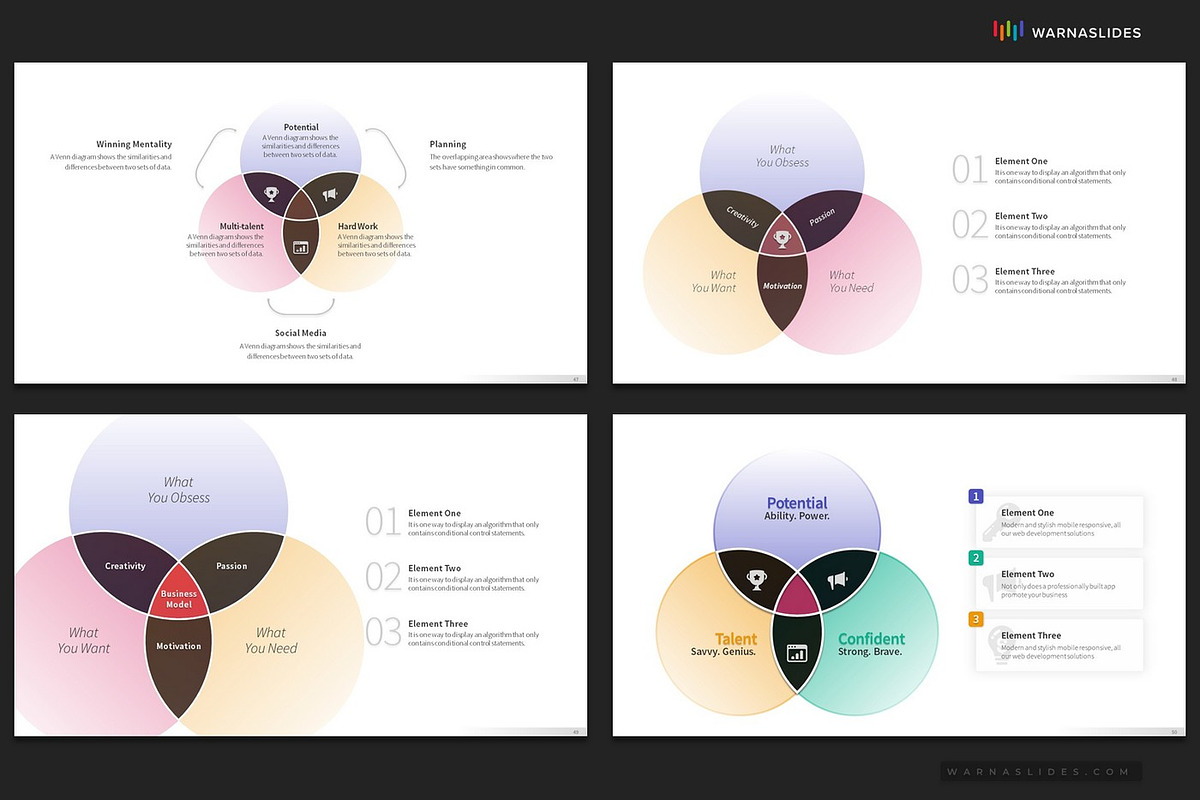 Venn Diagram PowerPoint Templates, a Presentation Template by Warna Works (Photo 9 of 25)
