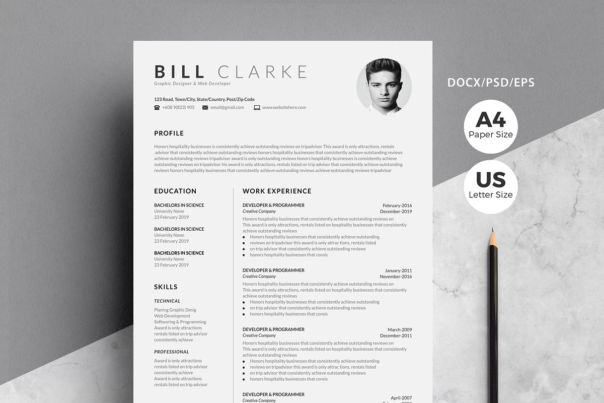 Word Resume & Cover Letter, a Resume Template by White Graphic (Photo 1 of 4)