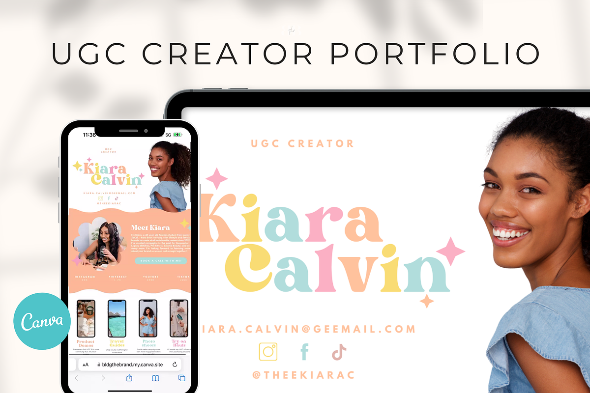 Colorful UGC Canva Portfolio Website, a Landing Page Template by BLDGtheBoutique (Photo 4 of 12)