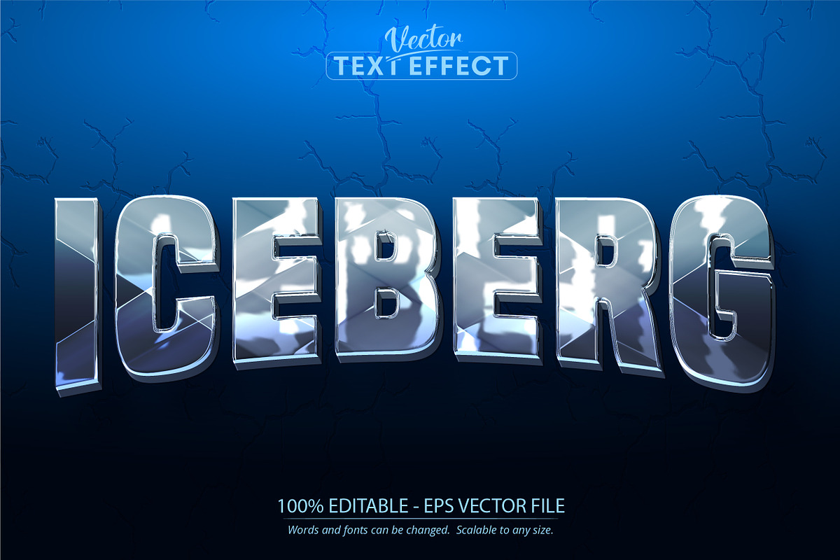 Iceberg text effect, editable cold, a Brushes & More by designvectx