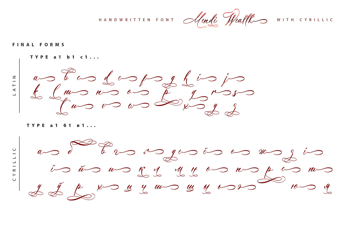 Mendi Wealth Cyrillic Font, a Script Font by IraDvilyuk (Photo 11 of 12)