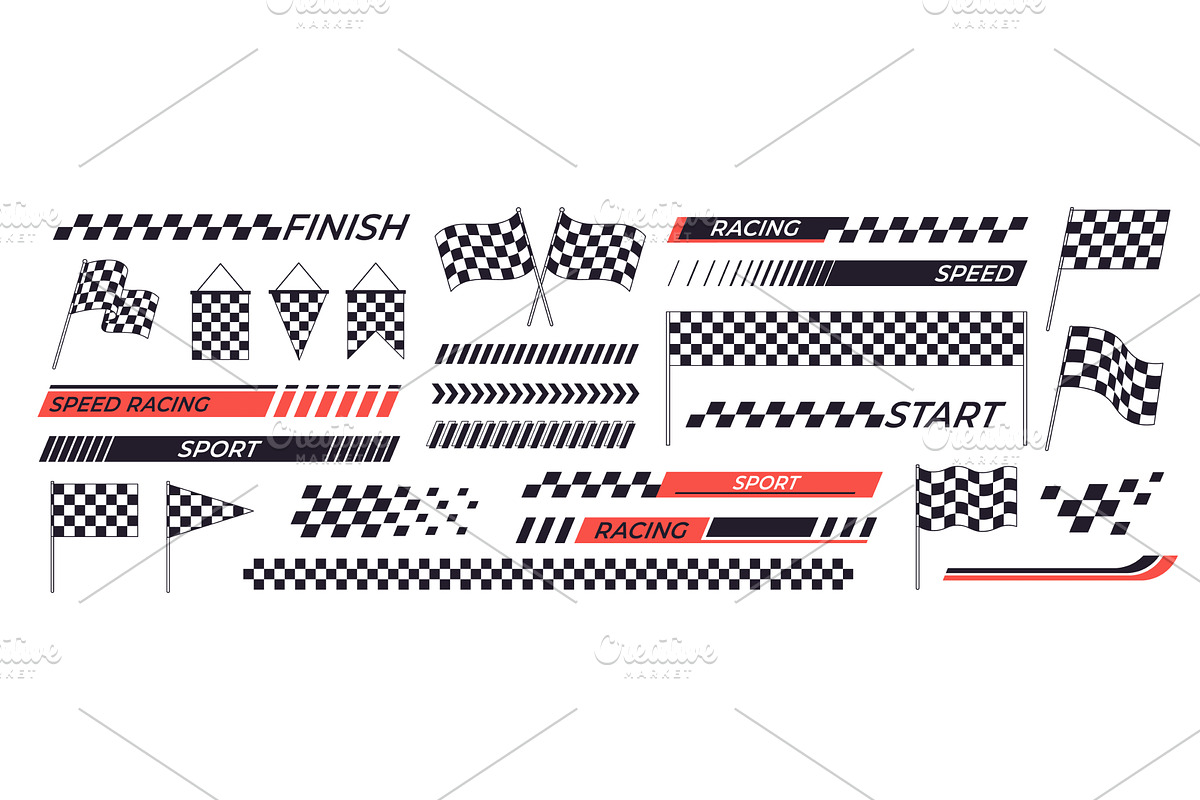 Racing graphic elements. Stripes, a Transportation Illustration by LadadikArt