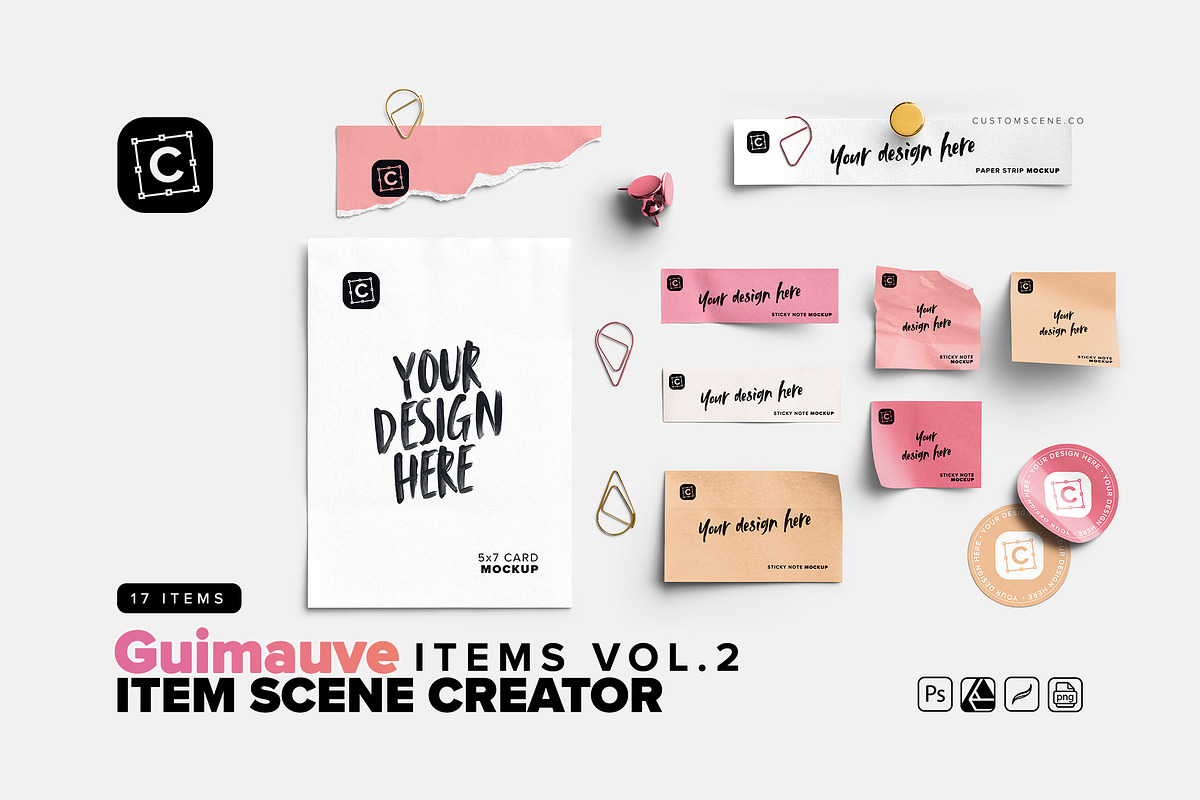 Sticky Notes & Papers Desk Elements, a Product Mockup by Custom Scene (Photo 1 of 7)
