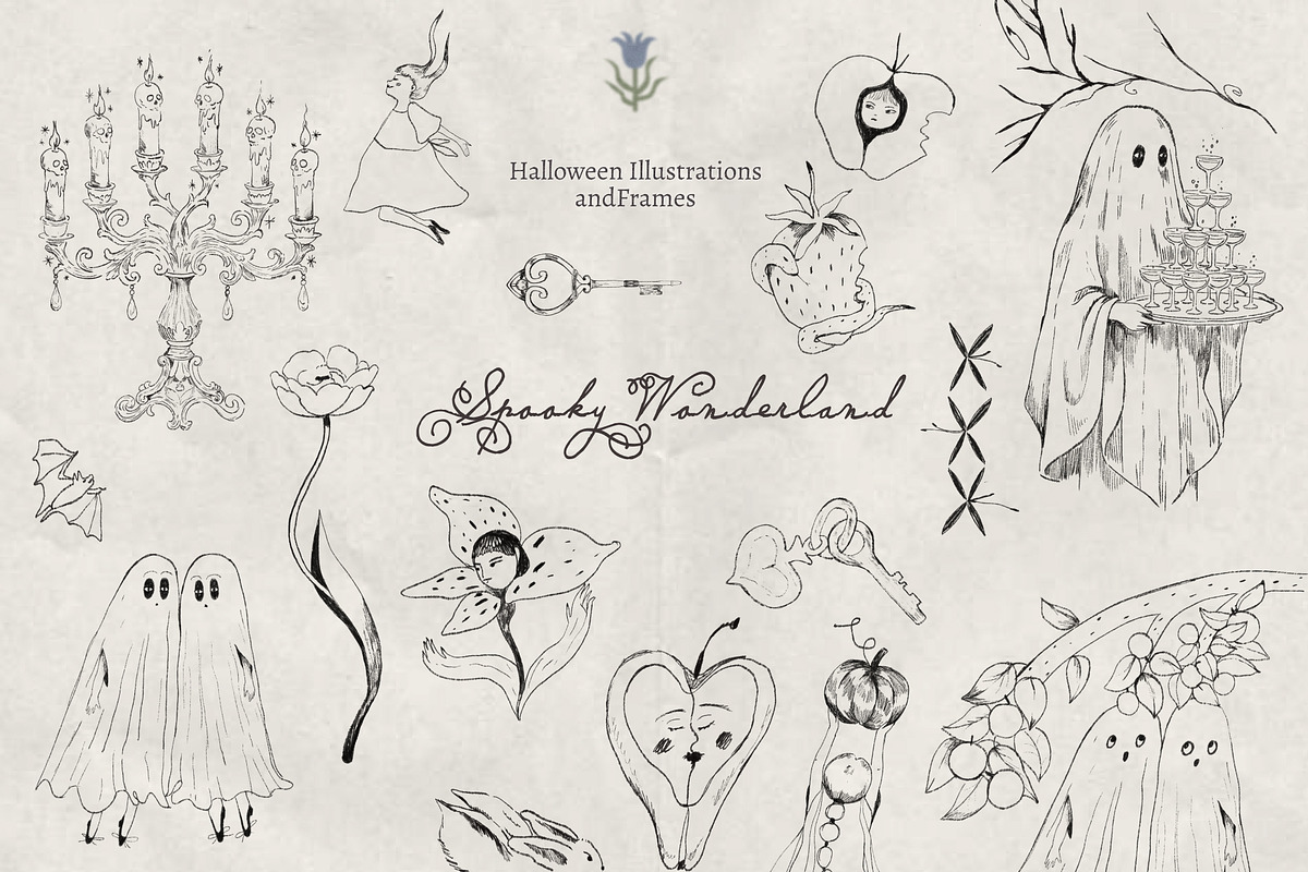 Spooky Party: Halloween Line Art Set, a Decorative Illustration by NES.project (Photo 2 of 11)