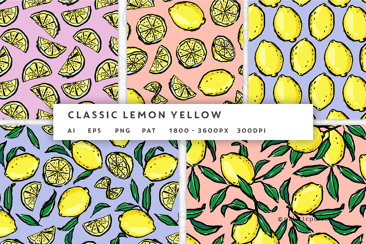 Brushed lemons vector pattern set, a Pattern Graphic by Palette Pursuit (Photo 6 of 12)
