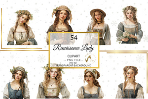 Renaissance Lady Watercolor Clipart