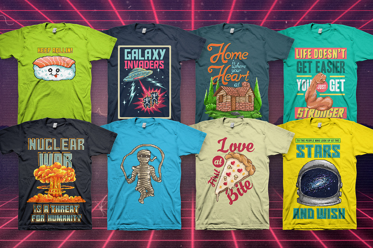 Back To Retro 100 T-Shirt Designs, an Illustration by TSV Art Collective (Photo 3 of 14)