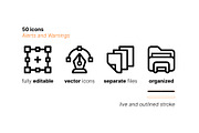 50 Alerts and Warnings Icons, an Outline Icon by Side Project (Thumbnail 4 of 8)