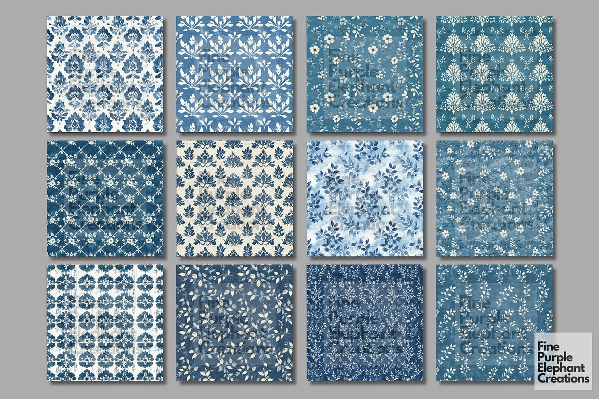 Blue Distressed Cottagecore Shabby, a Pattern Graphic by Fine Purple Elephant (Photo 5 of 5)