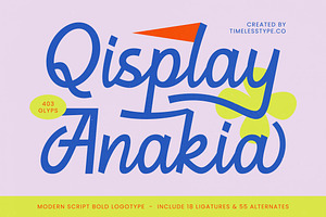 Qisplay Anakia Bold Modern Script, a Script Font by timelesstype.co