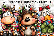 Watercolor woodland Christmas clipar, an Illustration by CreationArt (Thumbnail 1 of 4)