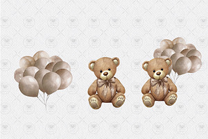 Teddy Bear Watercolor Baby Shower