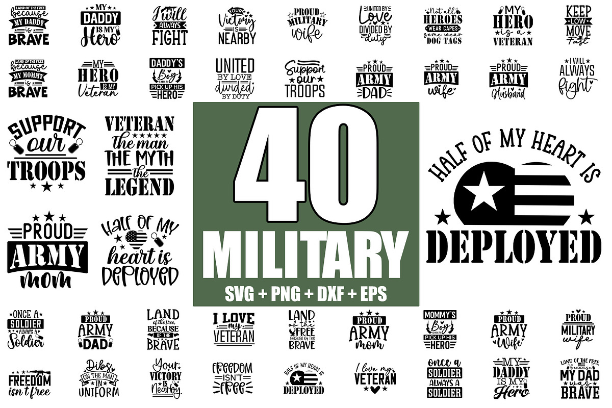 Military SVG Bundle 40 Designs, an Illustration by ZoomkSVG (Photo 1 of 7)